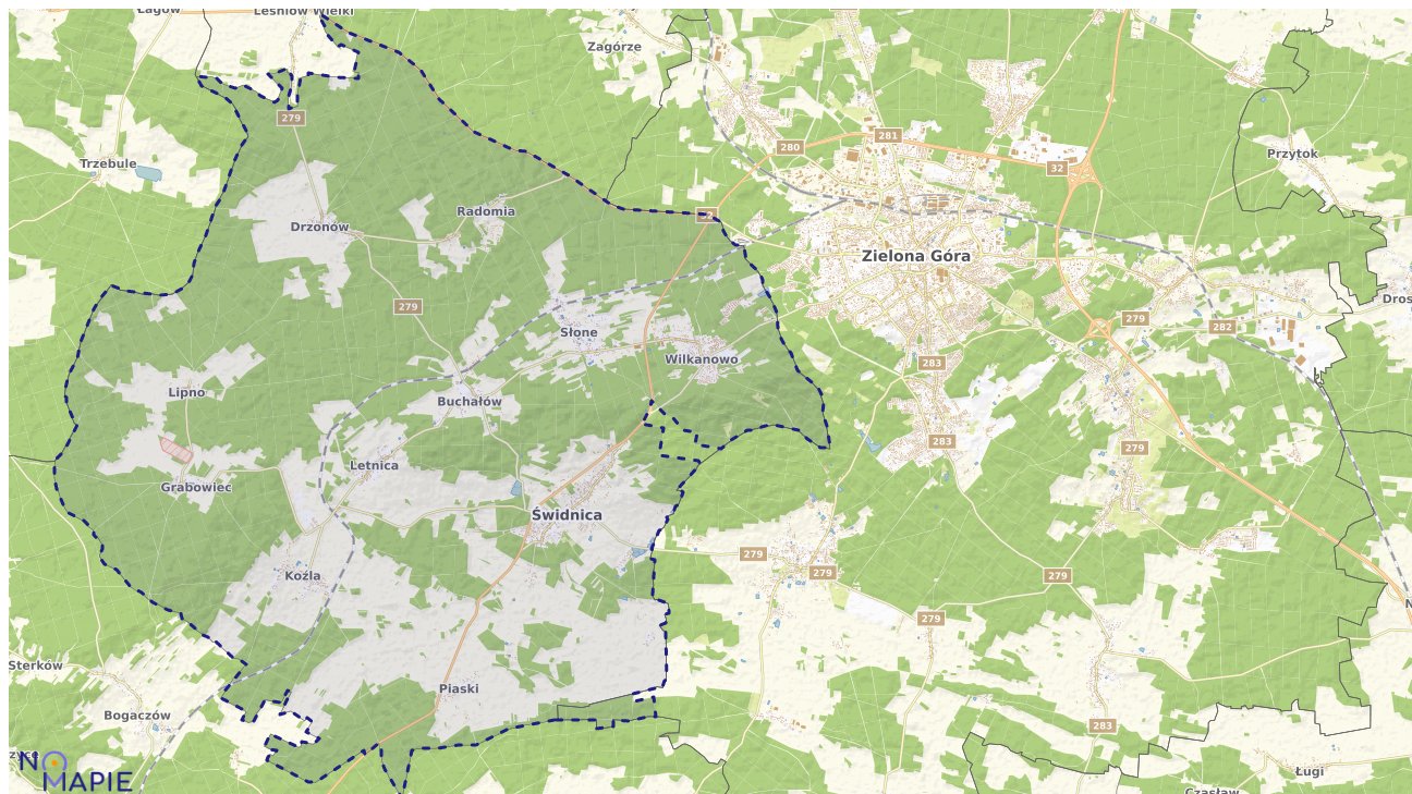 Mapa obszarów ochrony przyrody Świdnicy