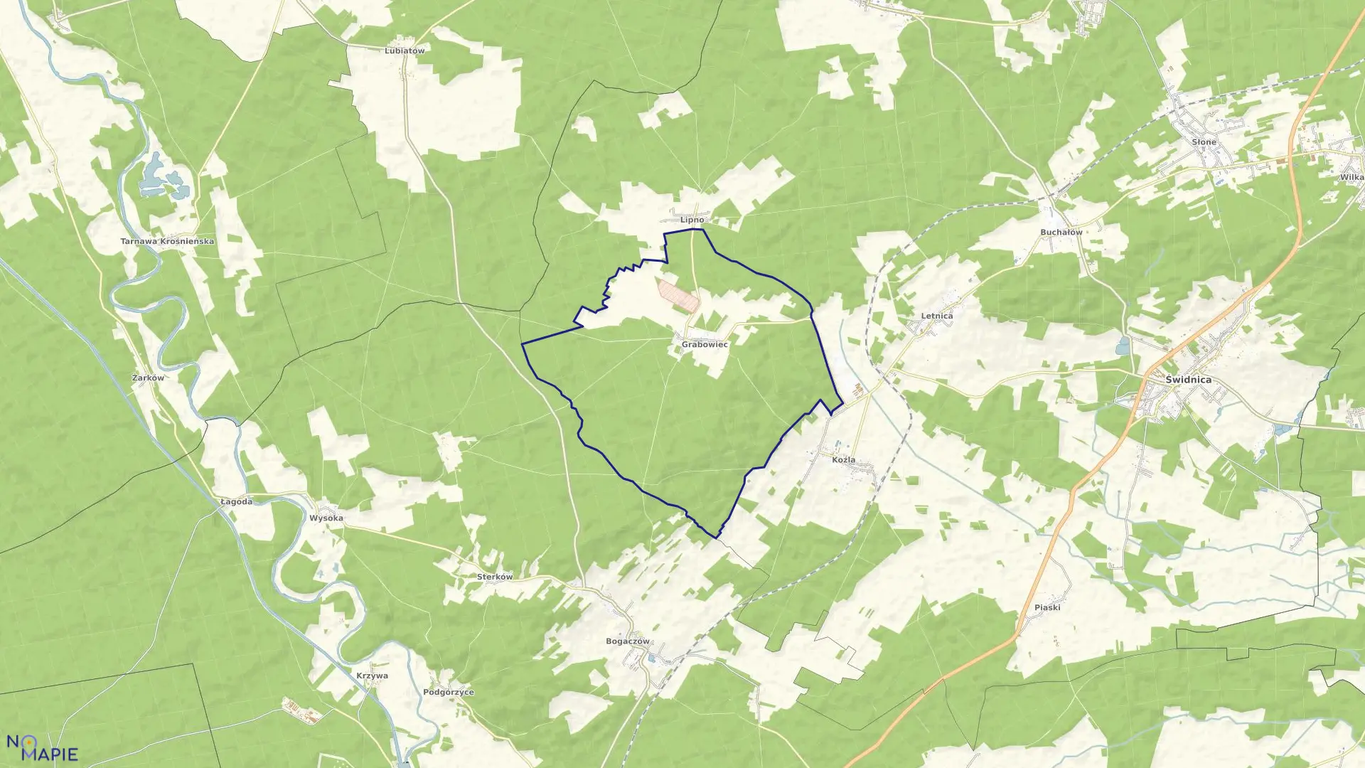 Mapa obrębu Grabowiec w gminie Świdnica