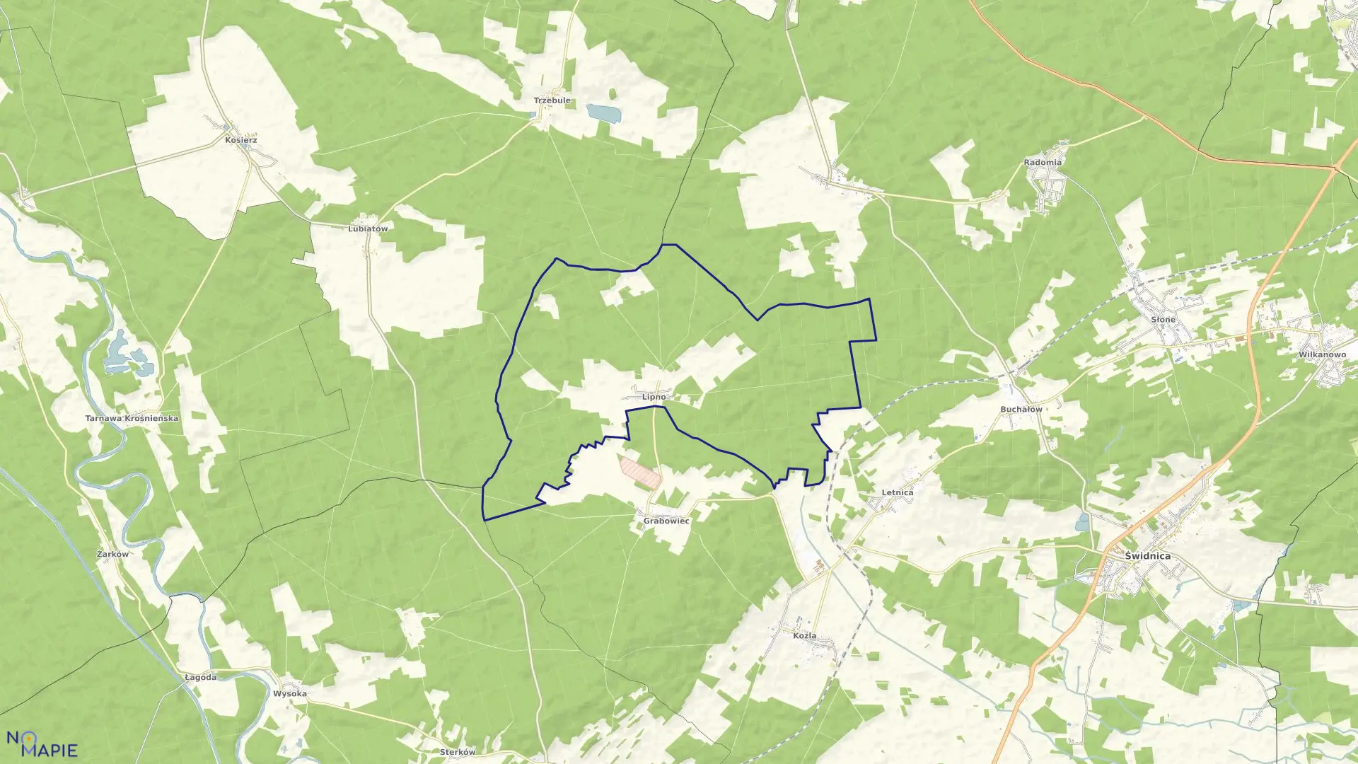 Mapa obrębu Lipno w gminie Świdnica